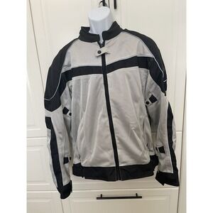 Bilt Racing Men's Black Armored Padded Motorcycle Jacket Polyester Mesh Sz XLG